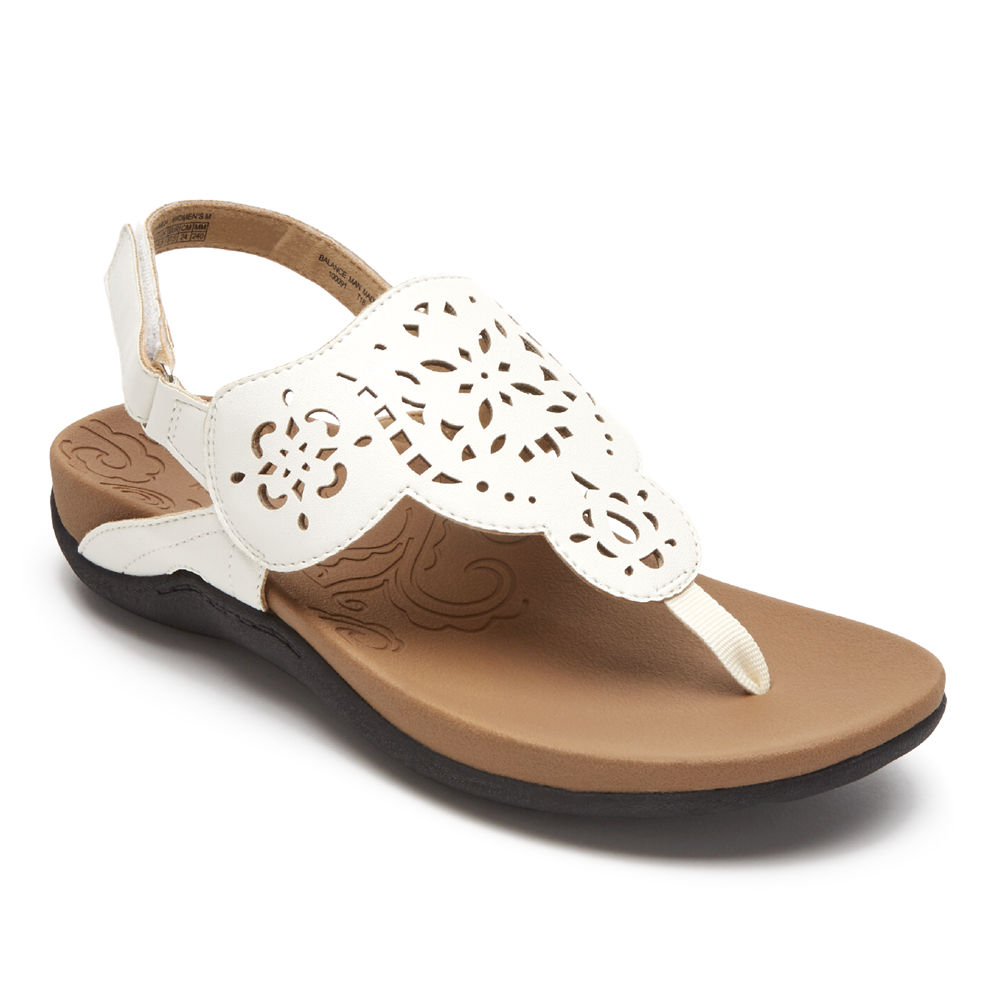 Sandalias Rockport Mujer Mexico - Ridge Circle Cutout Thong Blancos - WUTHM6038